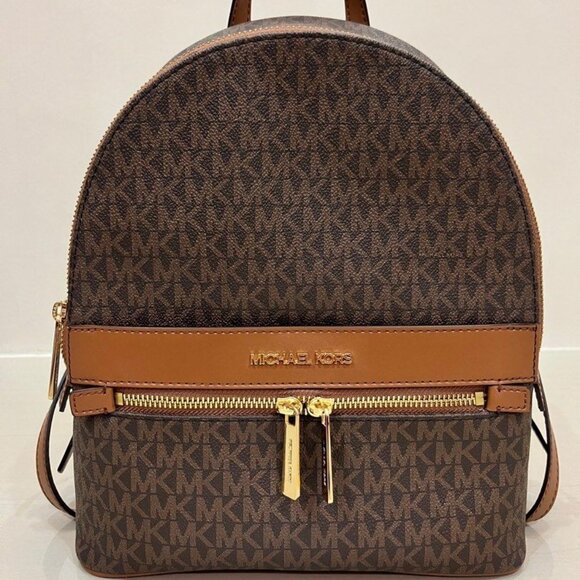 MICHAEL Michael Kors Kenly Medium Brown Signature Logo Backpack NWT MSRP $368 - Picture 1 of 6